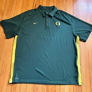 NIKE Oregon Ducks Polo Shirt Mens XXL Logo Golf  Dri-fit Green Performance